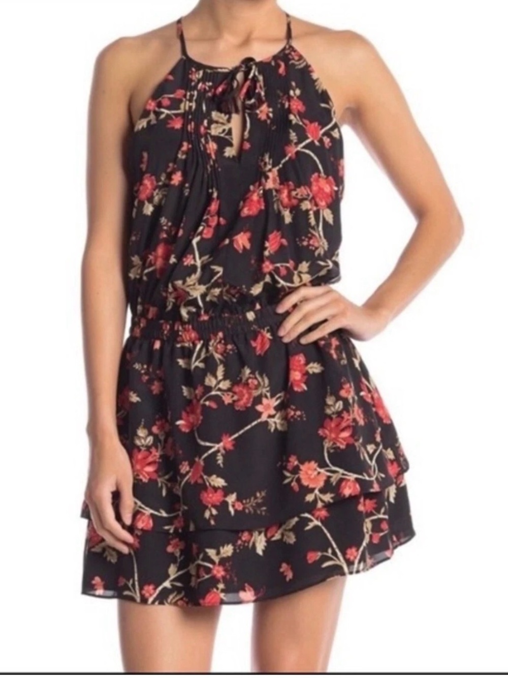 JOIE Jossa dress Black Floral Tiered Dress XS